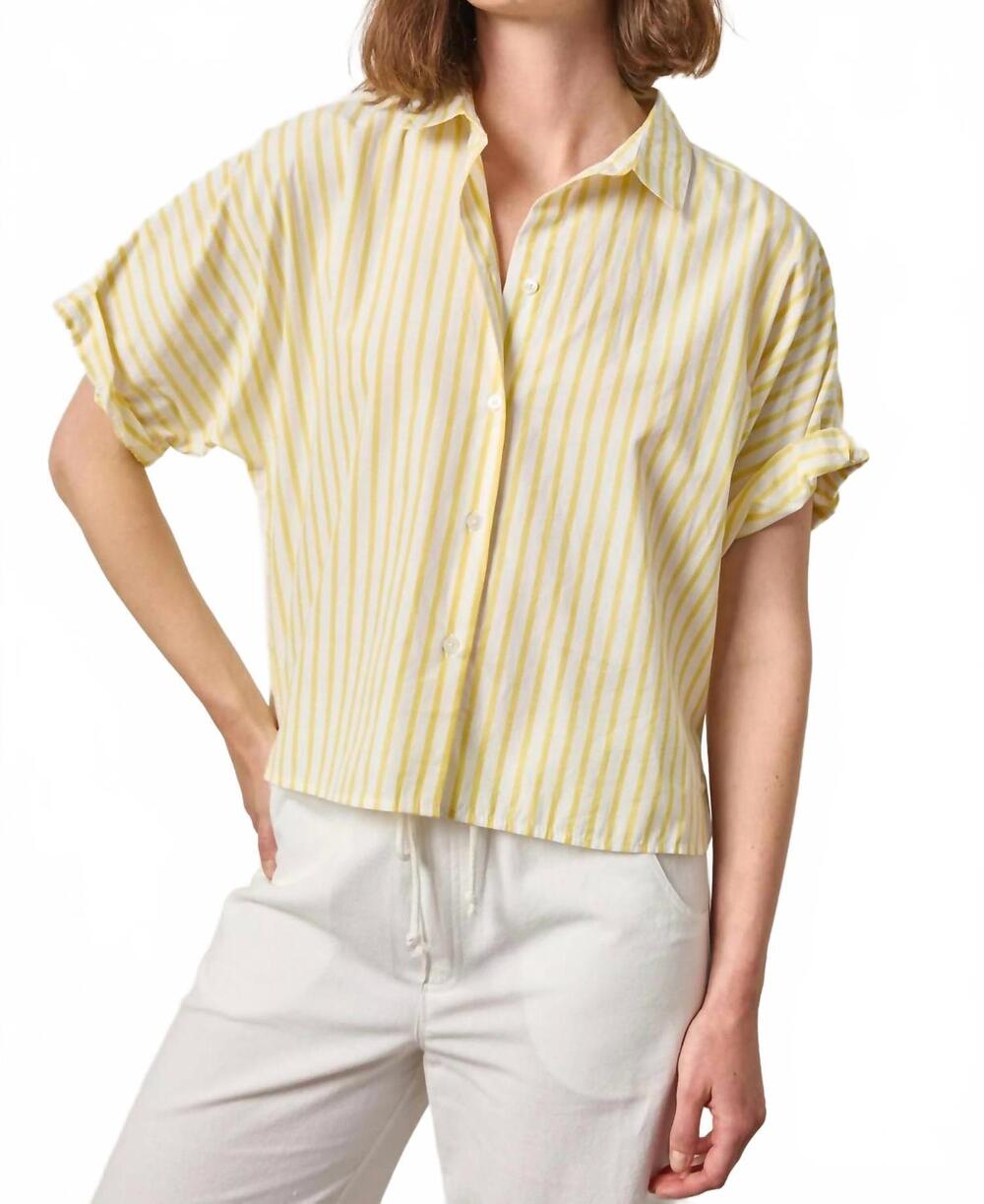 NEW LILLA P striped oversized button down dolman shirt in sunflower stripe